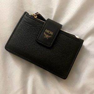 MCM leather card case with gold hardware